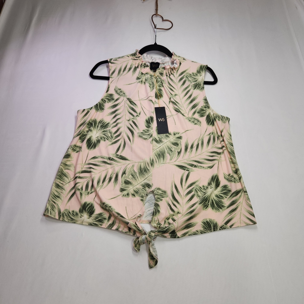 ⭐️NWT Anthropologie W5 Tropical Tie-Front Top XL Travel Vacation Casual Resort